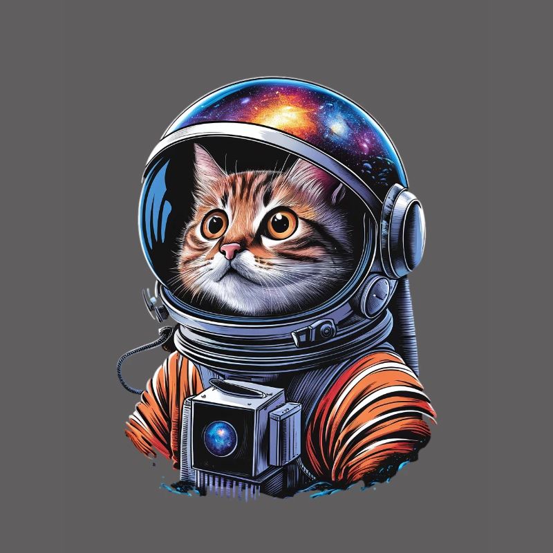 Un astronaute chat galactique explore l’espace