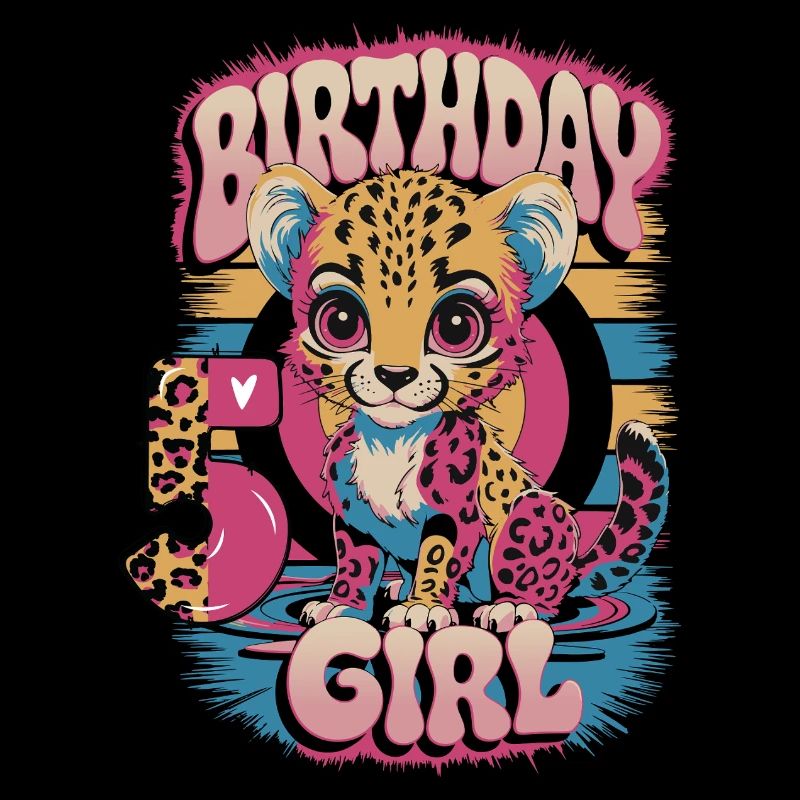 Geburtstags-Leopardin 5 Jahre - Mädchen