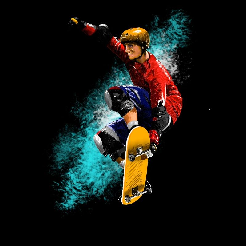 Skateboard Sprung Neon Splash