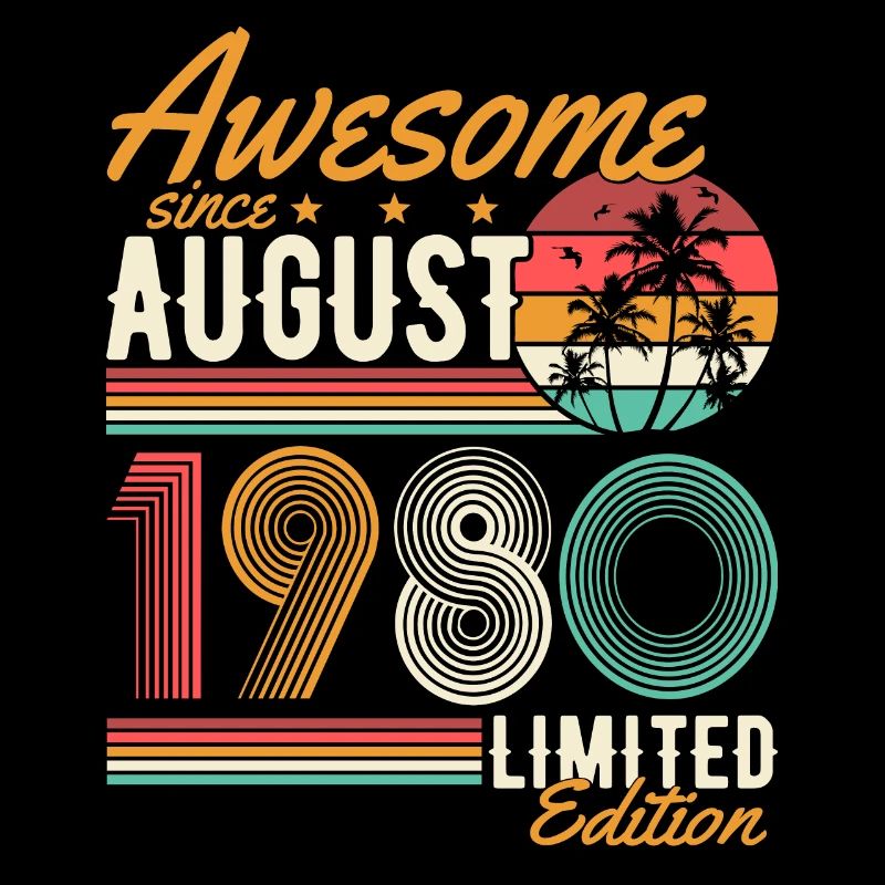 August 1980 Born Birthday Retro