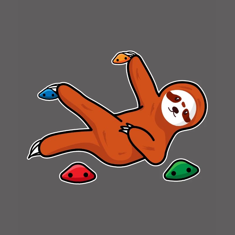 Boulder gift sloth on climber climbing wall