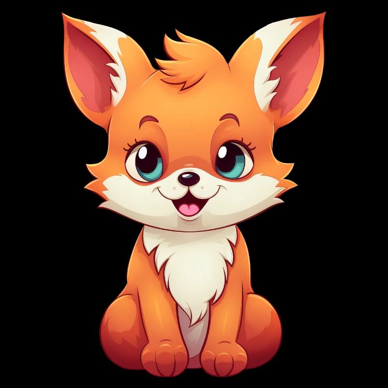 Süßer Comic Rotfuchs: Entspanntes Sitzen