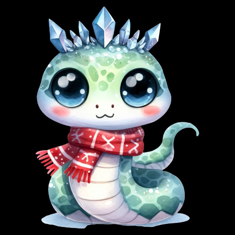 Serpent mignon avec Couronne de cristal de glace