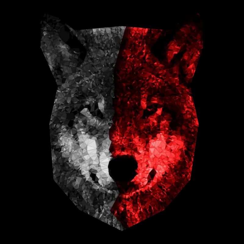 wolf hund polygon schwarz rot