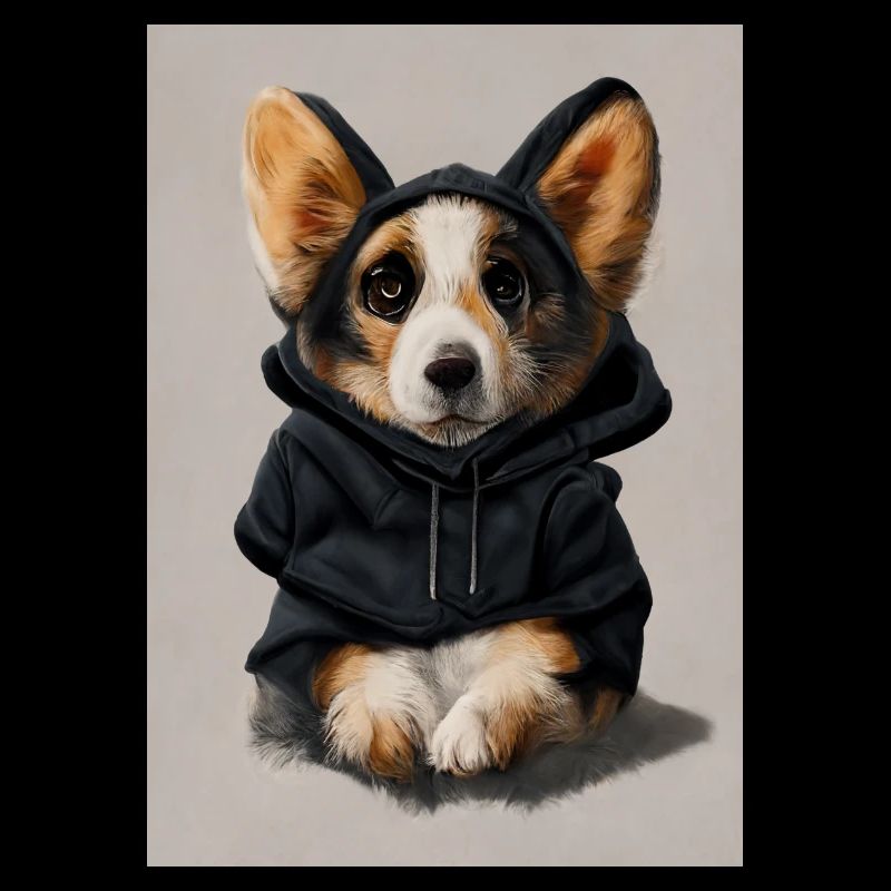 Süßer Corgi im Kapuzenpullover