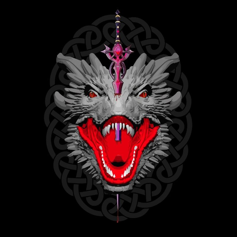 Drache mit lila Schwert