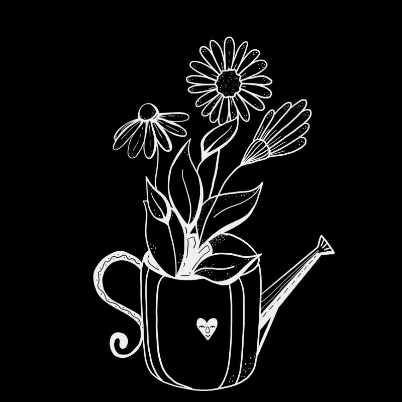 Arrosoir avec fleurs