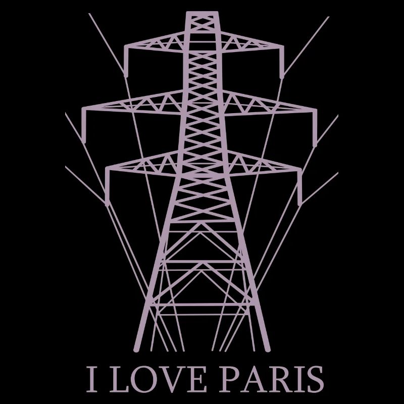 Ironisch Ich liebe Paris Eiffelturm als Strommast