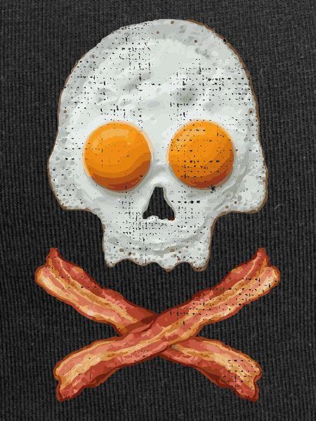 Spiegelei Schädel mit Baconkreuz
