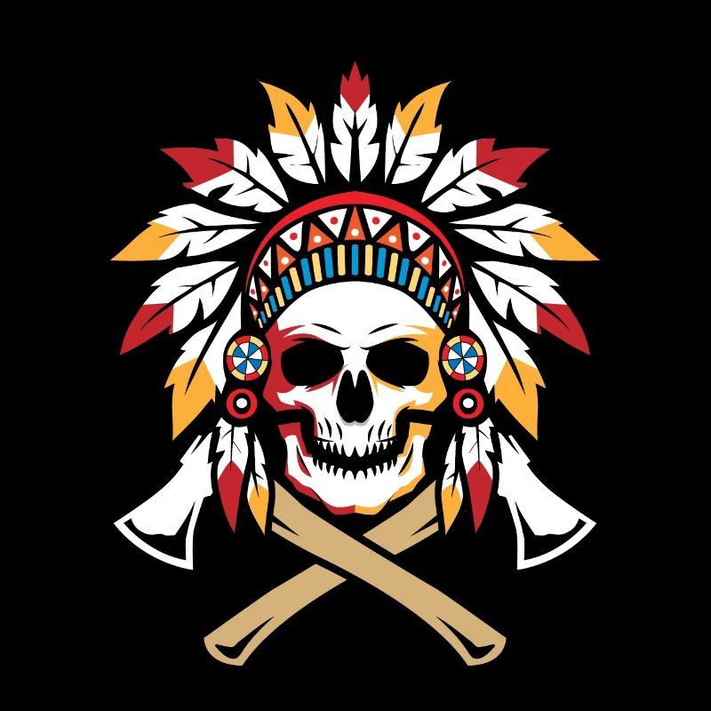 Native American Skull Axe Indigène