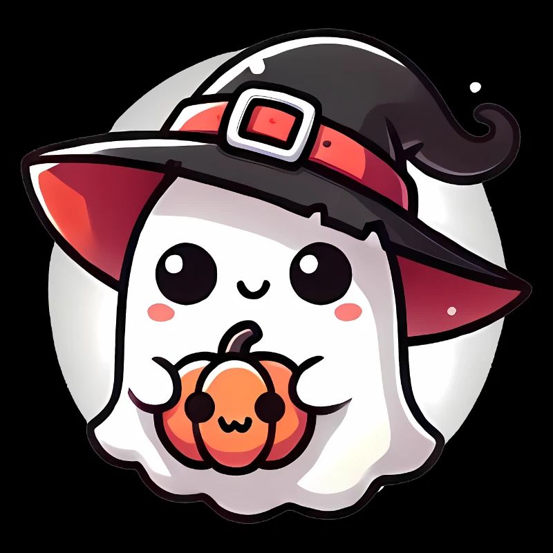 Fantôme d’Halloween mignon avec chapeau de sorcière