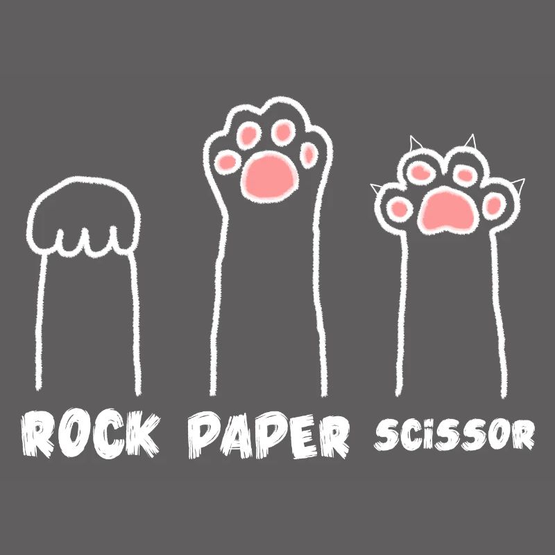 Ciseaux mignons Papier de pierre Pattes de chat drôle
