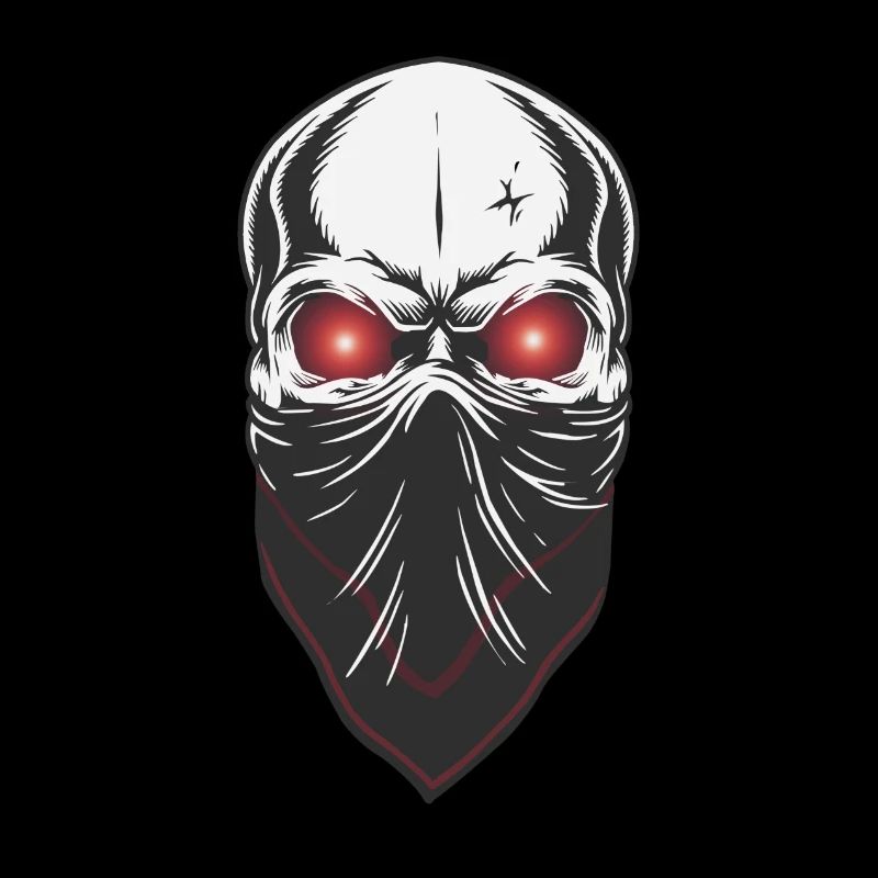 Masked skull with glowing eyes