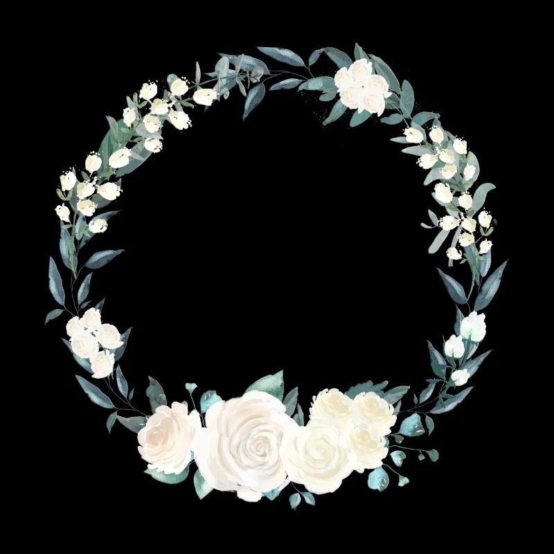 Couronne de fleurs blanche et verte 1