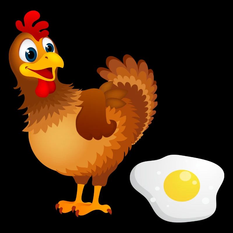 The chicken puts an egg humor hen puts omelette