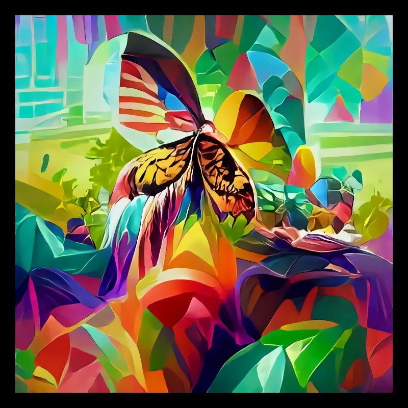Bunter, lebendiger psychedelischer Schmetterlings-Retro-Stil