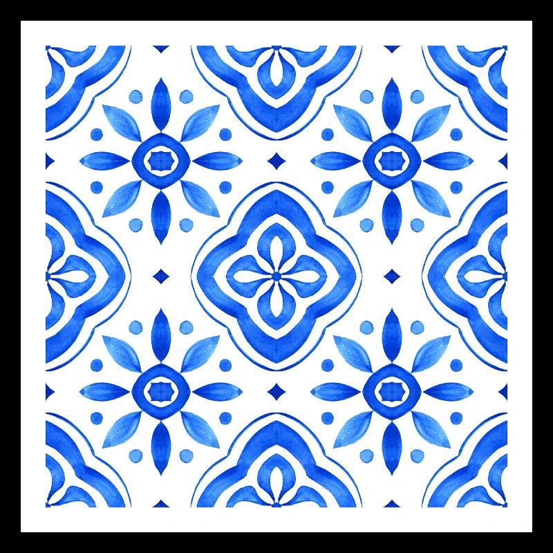 Blue Mediterranean Tile Watercolour Pattern