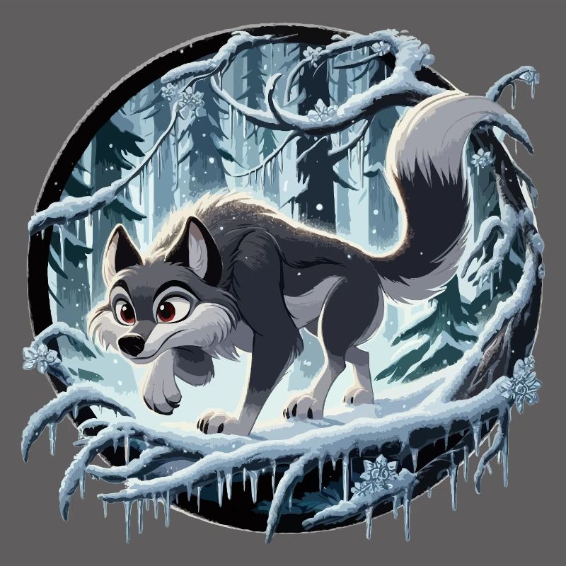 Wolf im eisigen Wald