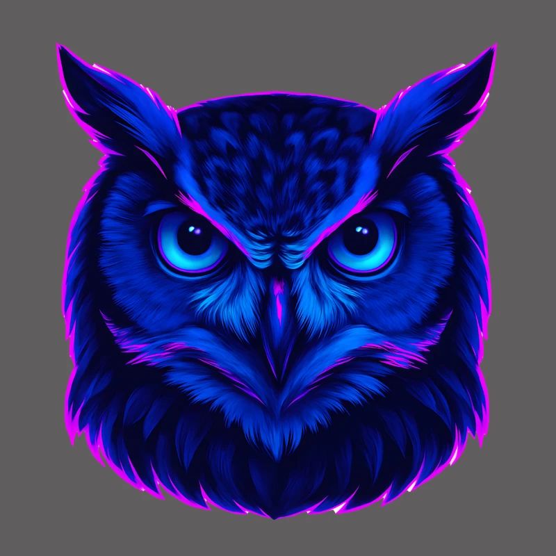 Neonblaue Eule mit intensivem Blick