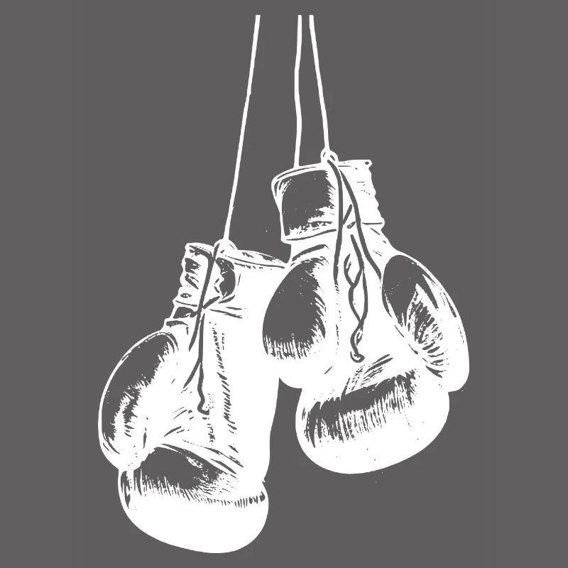 Conception de gants de boxe blancs suspendus. Conception de logo