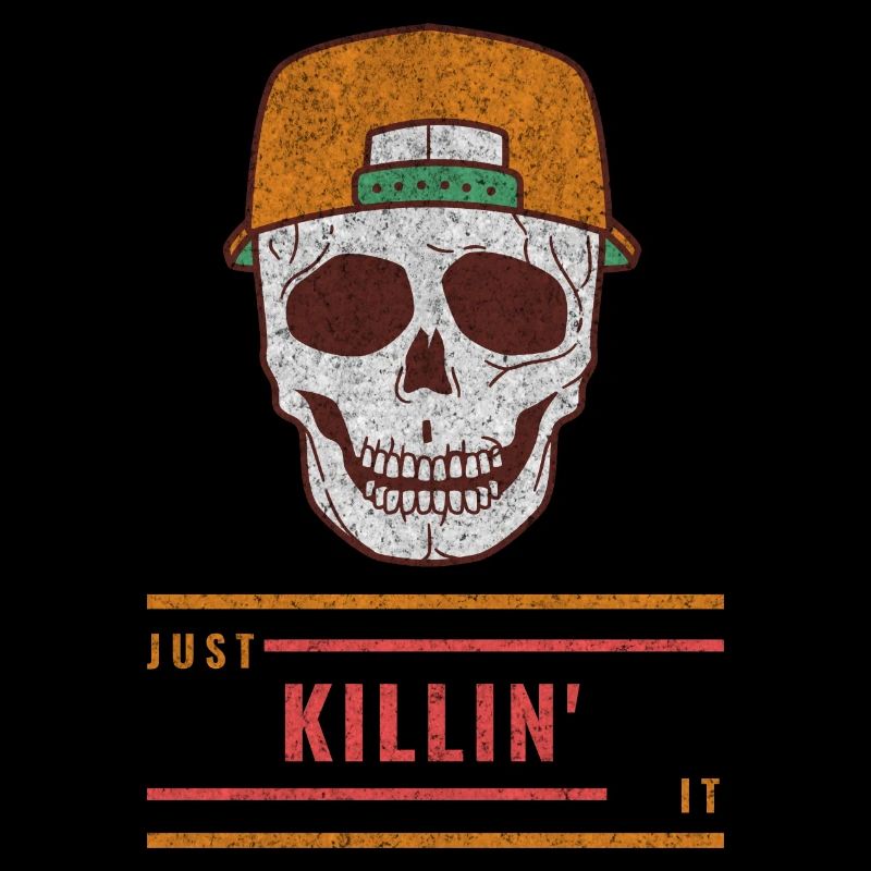 Skull and Crossbones with Cap Just Killin It Red (Distressed)