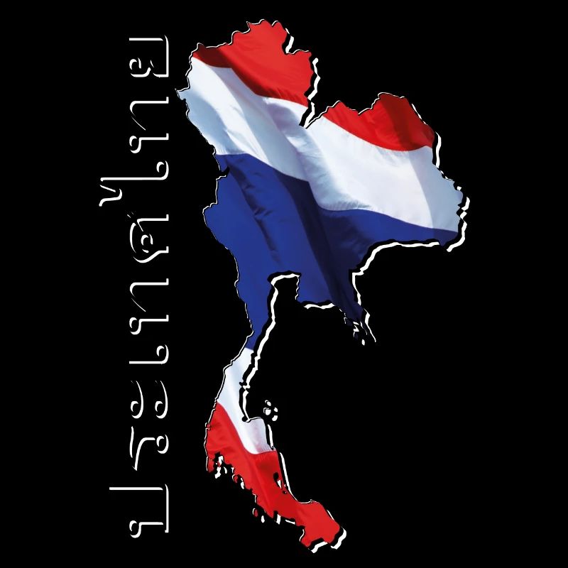 Thailand flag in Thailand map TH