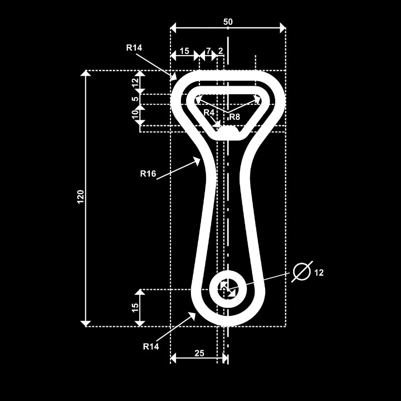 Technical drawing bottle opener