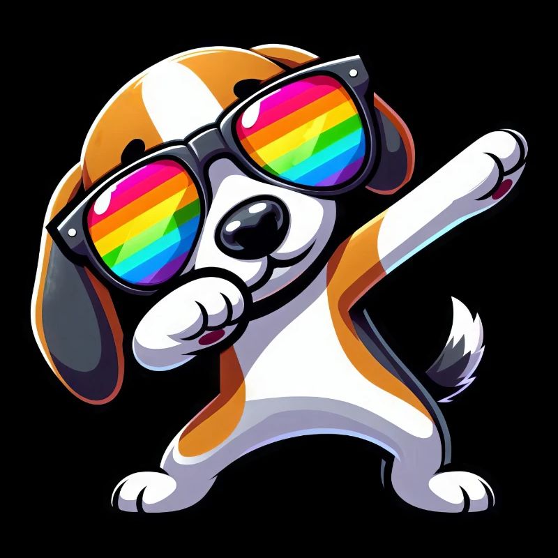 Cooler Beagle Hund Dabbing Regenbogen Lustig