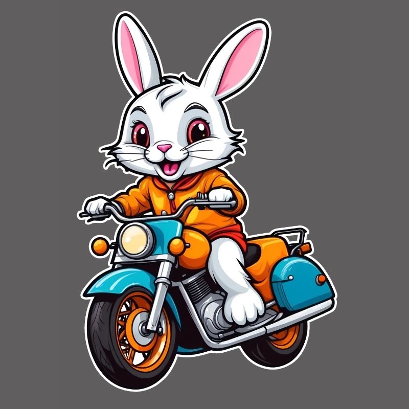Cool Easter Bunny on Motorcycle Biker Bunny