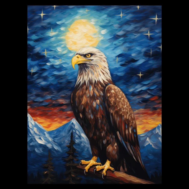 Eagle, Van Gogh, Starry Night, Animal, Bird
