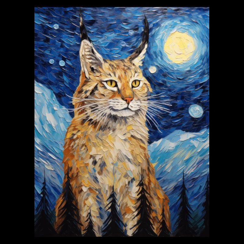 luchs, van gogh, sternennacht, tier