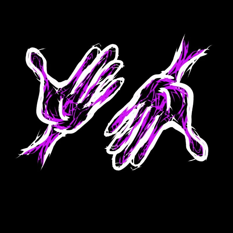purple hand hands
