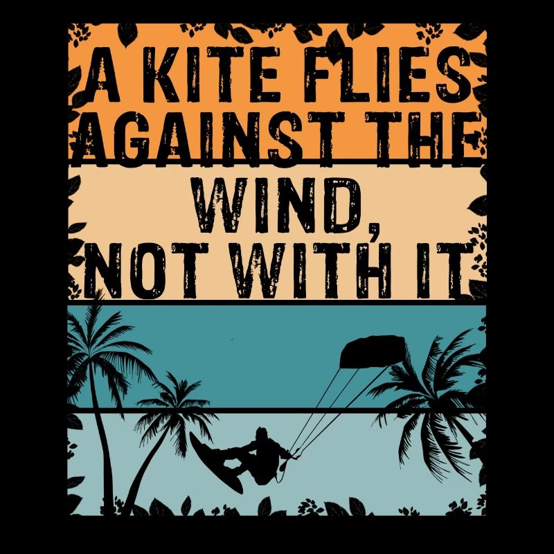 A Kite flies against the wind - Kitesurfing