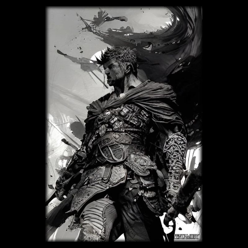 Warrior Sword Vintage Noir Blanc 3