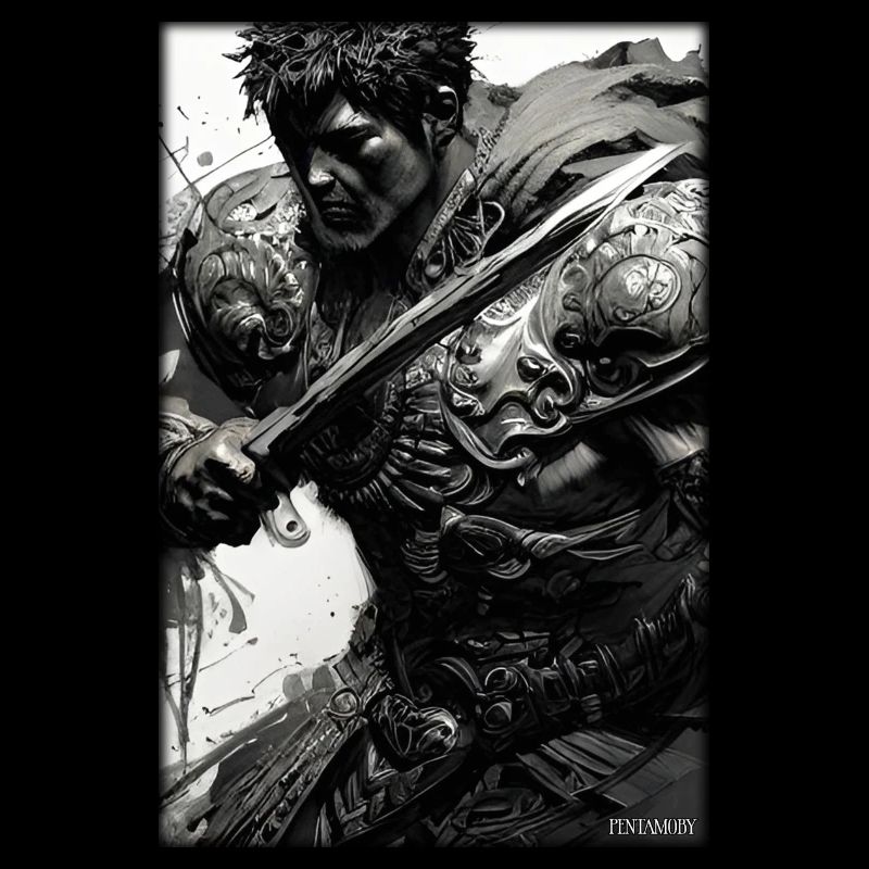 Warrior Sword Vintage Noir Blanc 5