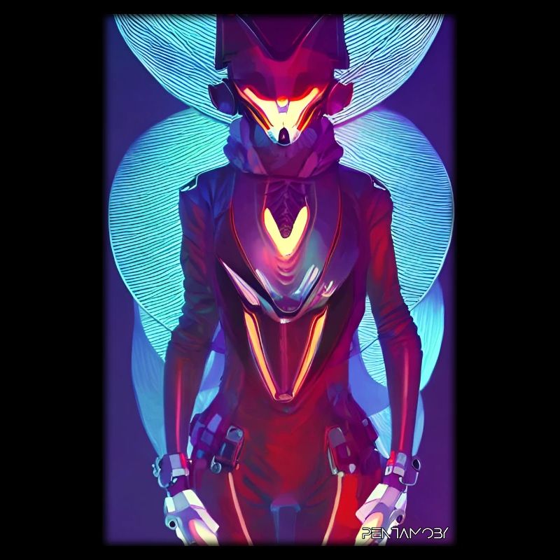 Fox Wildlife Cyber Neon Punk Future Sci-Fi