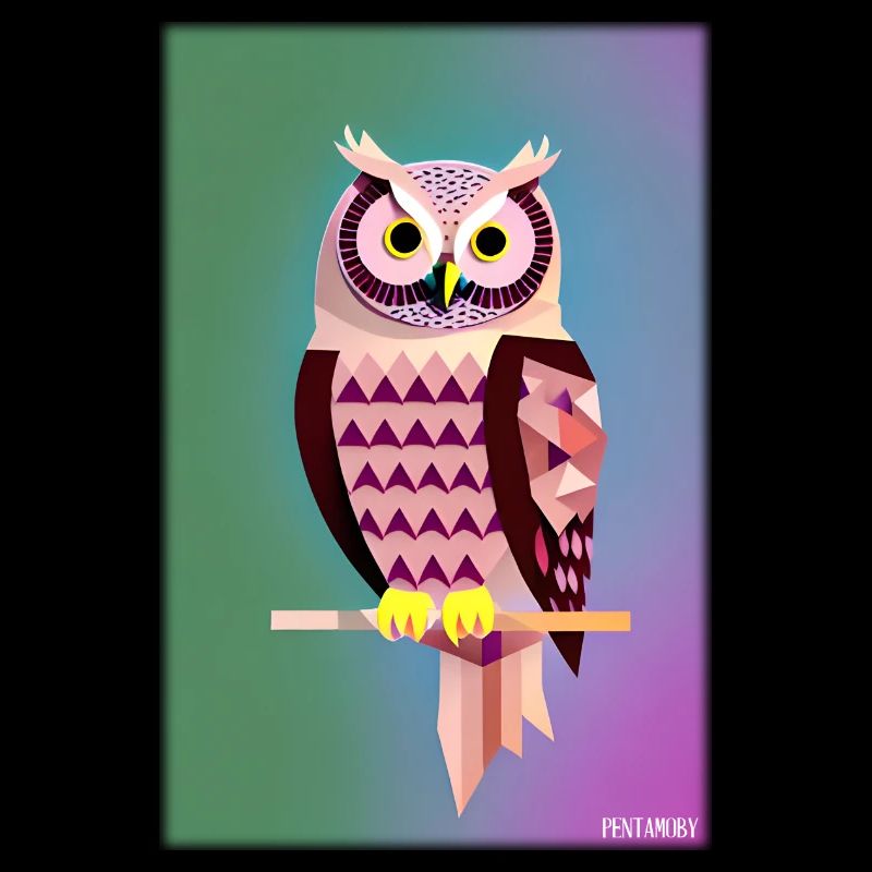 Owl Angry Polygon Forest Animal Wilderness Bird Night