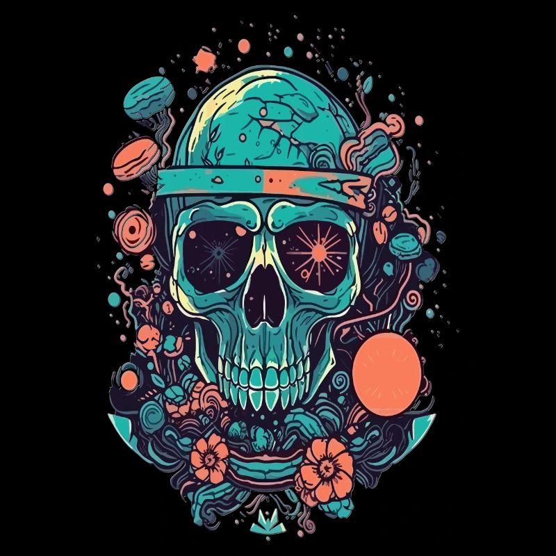 vector psychedelic skull illustration magic Design