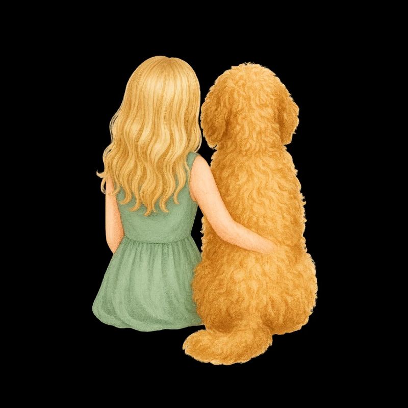 Kleines blondes Mädchen mit Golden Retriever