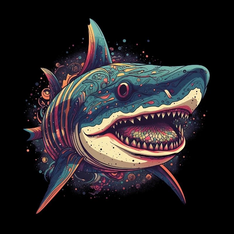 Cool trippy shark with boho patterns