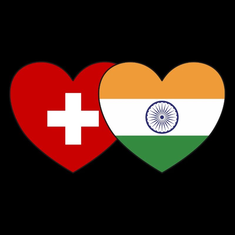 Suisse Inde Drapeau Coeur
