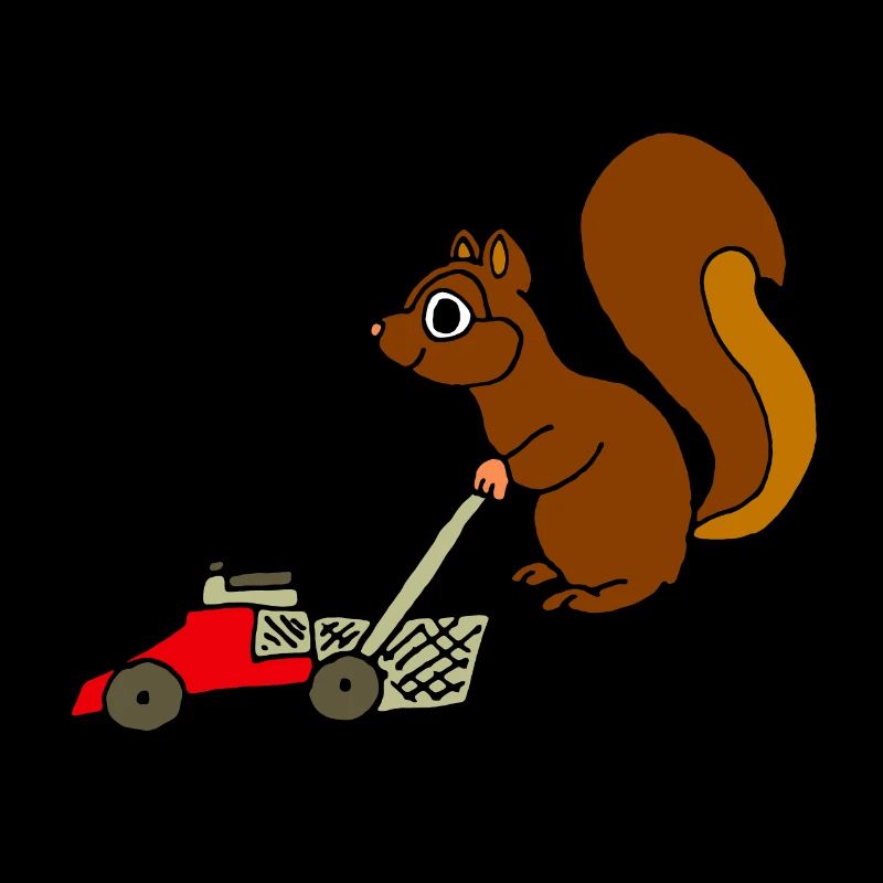 Squirrel with lawn mower Funny gift idea