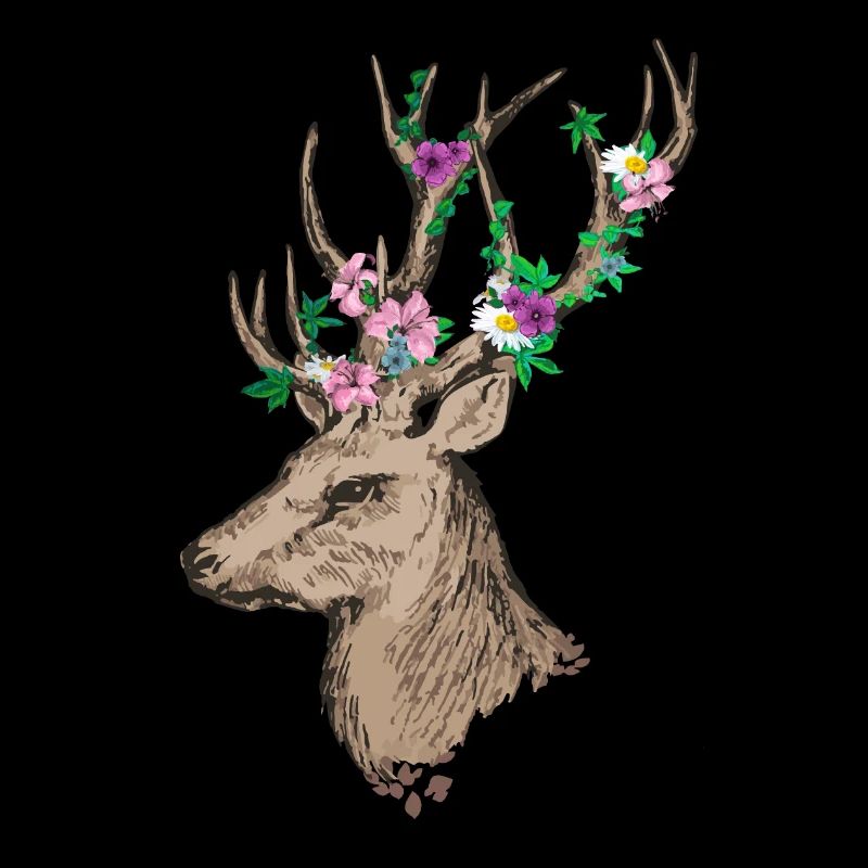 Cerf avec des fleurs