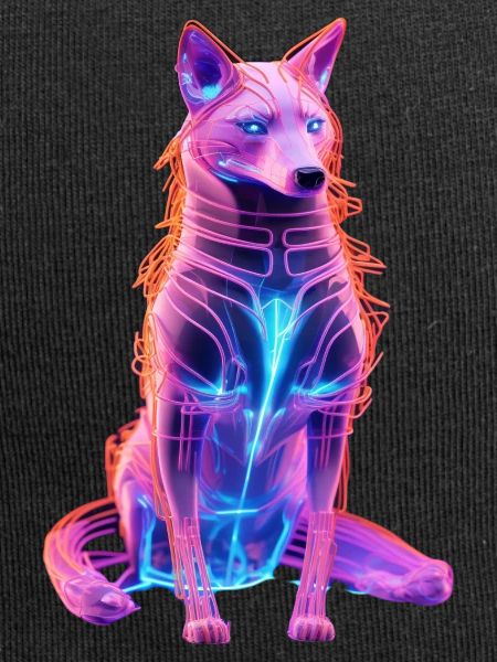 Neon Cyberwolf Art Design