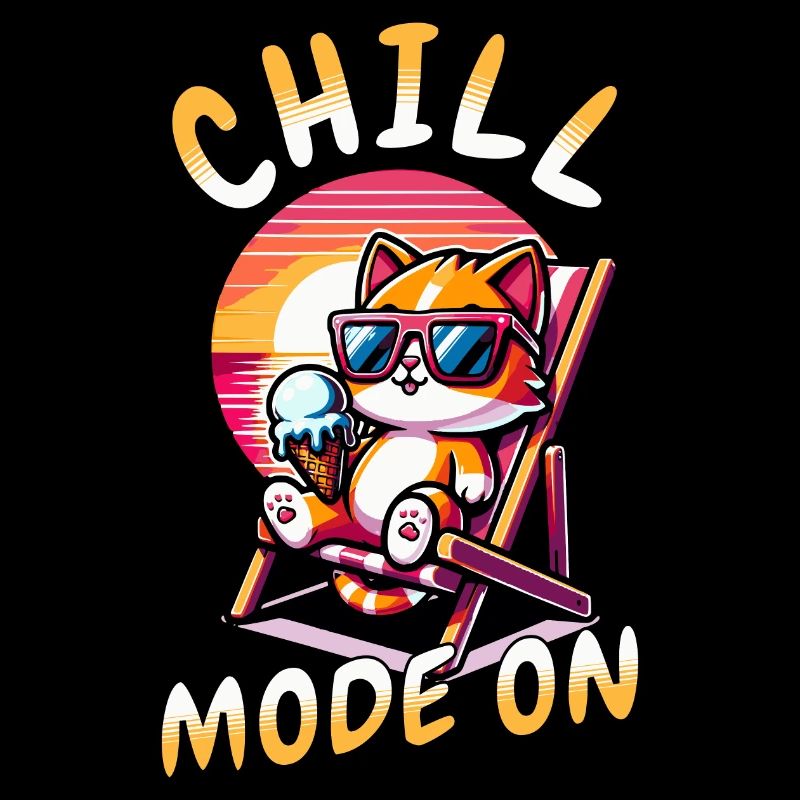 Mode détente activé - Chat cool sur la plage