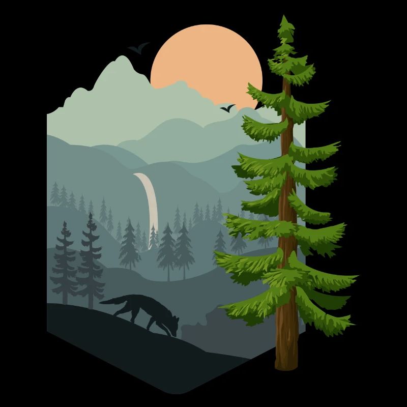 Forest Landscape Mountains Fox