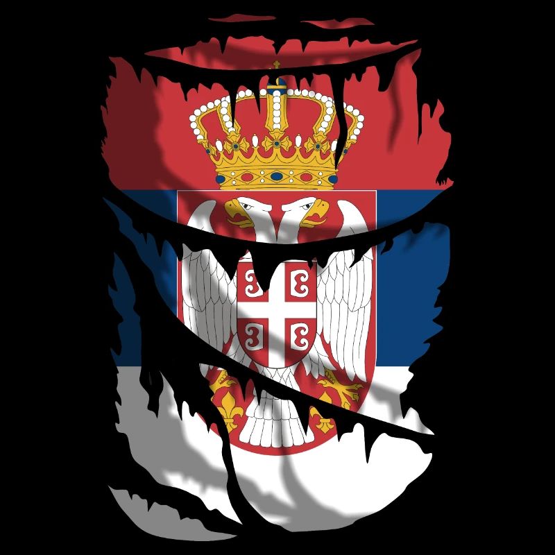 Flagge Serbiens, zerbrochener oder zerrissener Stoffeffekt
