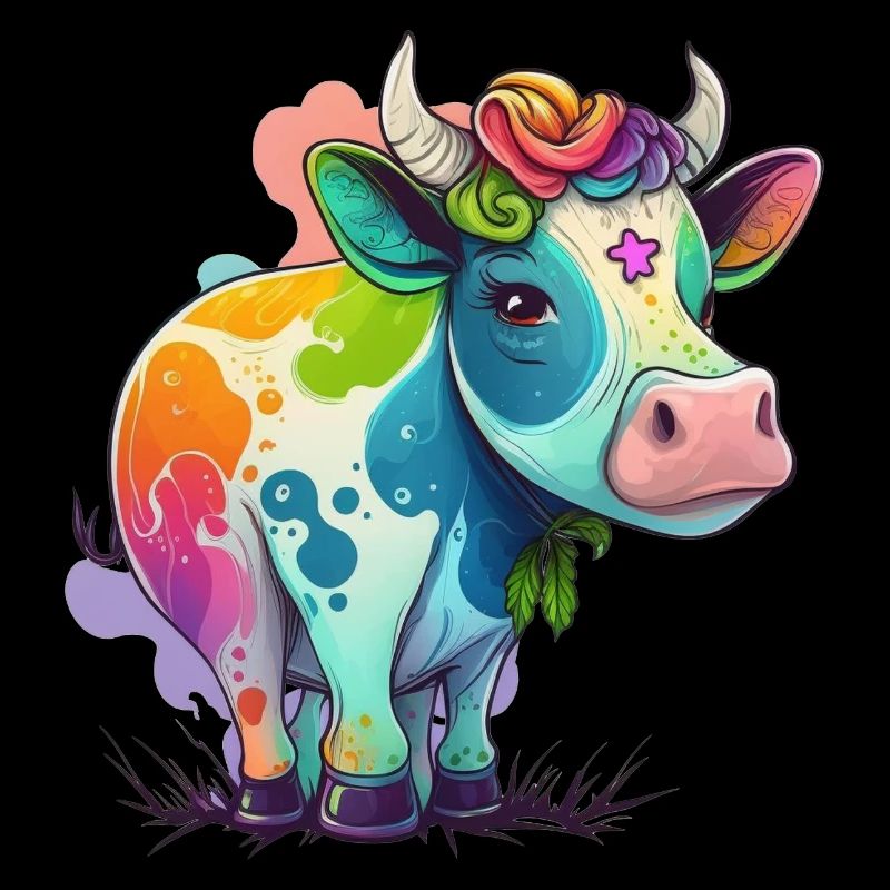 Dessin de vache arc-en-ciel
