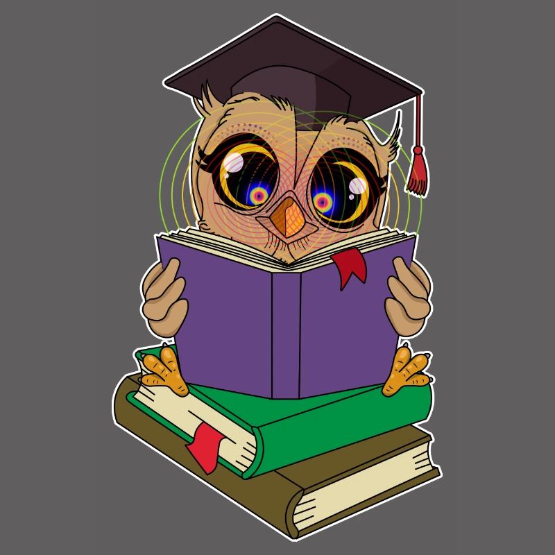 Lese Eule mit Büchern