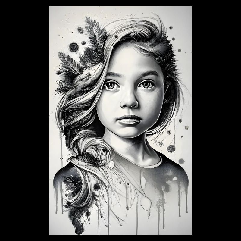 Fille en noir et blanc